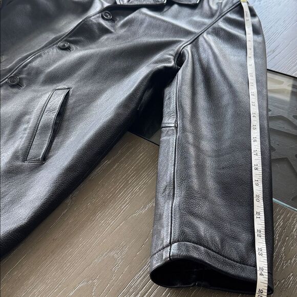 Wilson Black Genuine Leather Men's Classic Thinsulate 3M Winter Coat Size M EUC - Picture 7 of 13